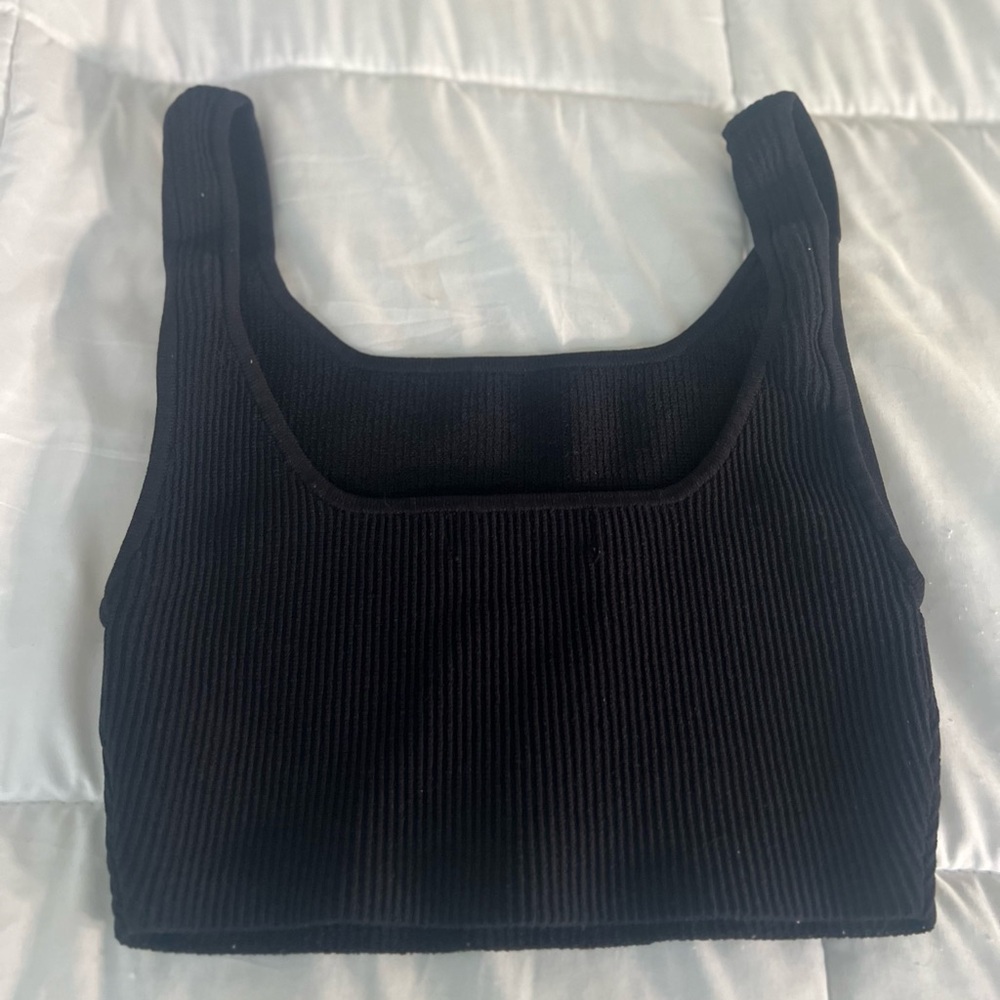 Fewmoda Black Ribbed Square Neck Tank Top - Picture 3 of 4